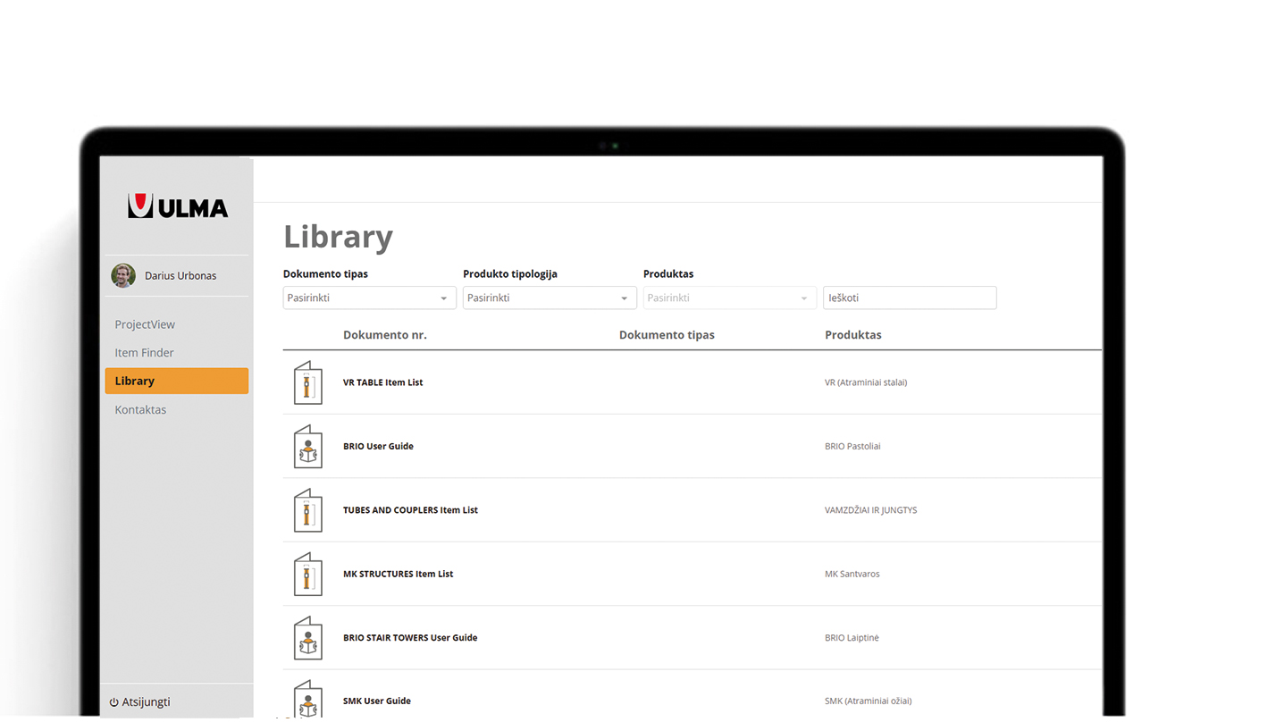 Įvairūs techniniai dokumentai ir paieškos funkcija. Viską rasite Library.